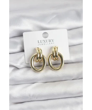 Gold Renk Pirinç Vintage Kadın Küpe