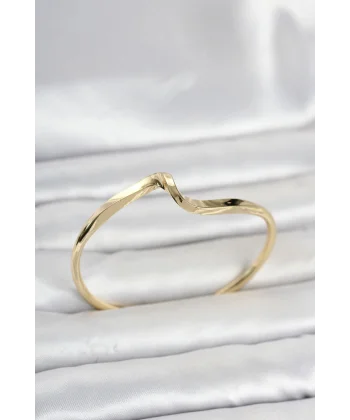 Gold Renk Pirinç Zikzak Model Kadın Bileklik