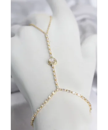 Gold Renk Pirinç Zirkon Taşlı Kalp Model Şahmeran