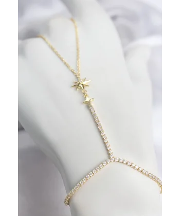 Gold Renk Pirinç Zirkon Taşlı Kutup Yıldızı Model Şahmeran