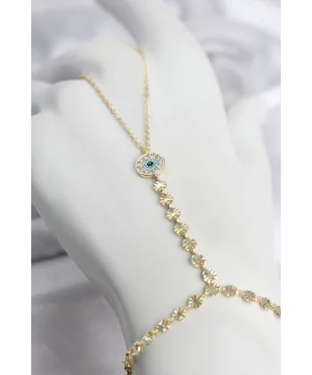 Gold Renk Pirinç Zirkon Taşlı Nazar Model Şahmeran