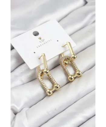 Gold Renk VIP Seri Tifani Zirkon Taşlı Kadın Küpe