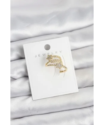 Gold Renk Zirkon Taşlı Yıldız Model Kıkırdak Earcuff Küpe