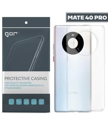 GOR Huawei Mate 40 Pro Kılıf Kamera Korumalı Şeffaf Silikon Kılıf-(5775)