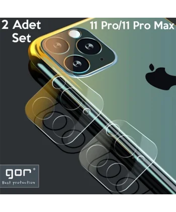 GOR İPhone 11 Pro/ 11 Pro Max Tempered Kamera Koruma Cam 2adet Set-(5775)