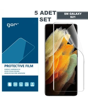 GOR SM Galaxy S21 HD Darbe Emici Ekran Koruyucu Jelatin 5 Adet Set-(5775)