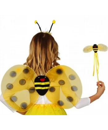 Gösteri Arı Kostüm Seti – Çocuklar İçin Kanat, Taç Ve Asa Aksesuarı