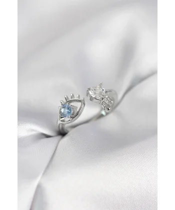 Gözyaşı Model Gümüş Renk Zirkon Taşlı Kadın Yüzük