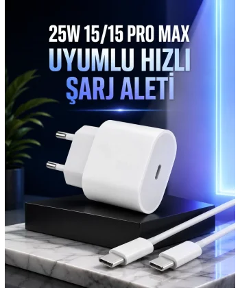 Güç Adaptörü ve Kablosu Şarj Aleti 15/15 Pro Max Uyumlu Hızlı Şarj