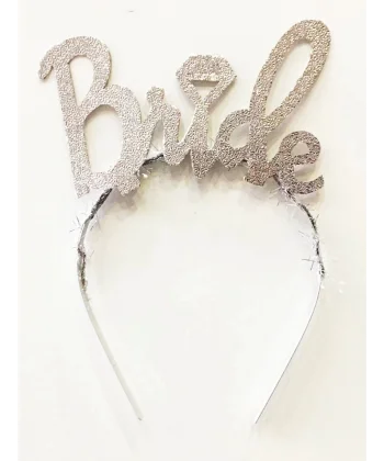 Gümüş Renk Bekarlığa Veda İtalik Yazı Alyanslı Bride Taç