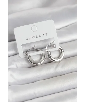Gümüş Renk Pirinç Halka 20 mm Kadın Küpe