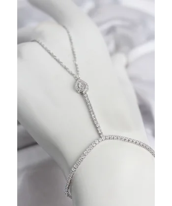 Gümüş Renk Pirinç Zirkon Taşlı Damla Model Şahmeran