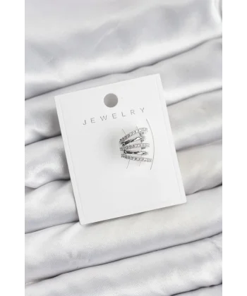 Gümüş Renk Pirinç Zirkon Taşlı Kıkırdak Earcuff Küpe