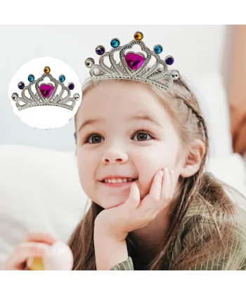 Gümüş Renk Taraklı Model Prenses Kraliçe Tacı 1 No 12x7 Cm