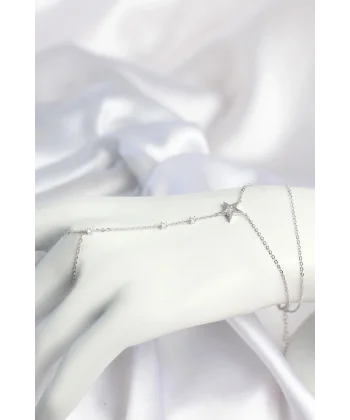 Gümüş Renk Yıldız Model Pirinç Kadın Şahmeran