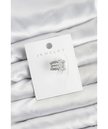 Gümüş Renk Zirkon Taşlı Pirinç Kıkırdak Earcuff Küpe