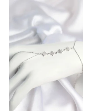 Gümüş Renk Zirkon Taşlı Sıralı Kutup Yıldızı Model Şahmeran