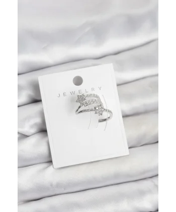 Gümüş Renk Zirkon Taşlı Yıldız Model Kıkırdak Earcuff Küpe