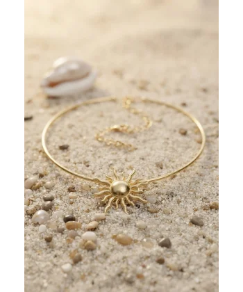 Güneş Model Gold Renk Choker Kadın Kolye