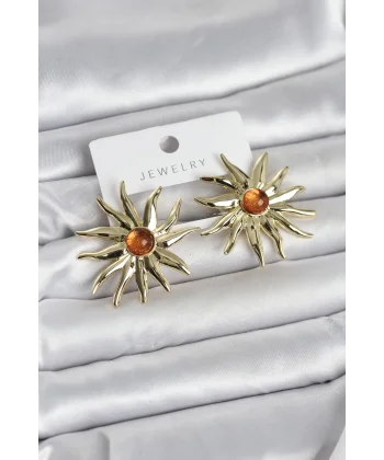 Güneş Model Gold Renk Pirinç Kadın Küpe