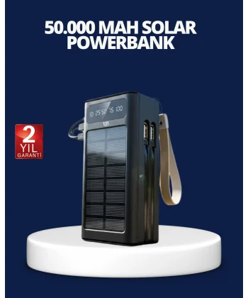 Güneş Panelli Powerbank LED Işıklı Taşınabilir Şarj Cihazı