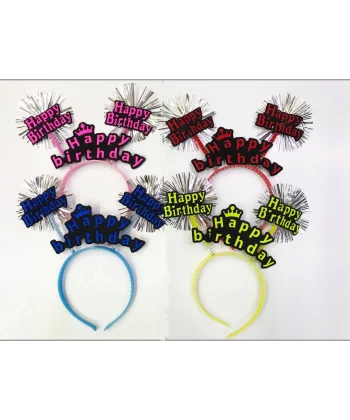 Happy Birthday Neon Renk Doğum Günü Tacı 12 Adet