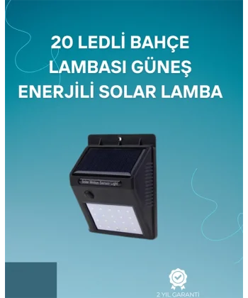 Hareket Sensörlü Solar Lamba | 120° Algılama Açısı 3-4 Metre Mesafe Suya Dayanıklı LED