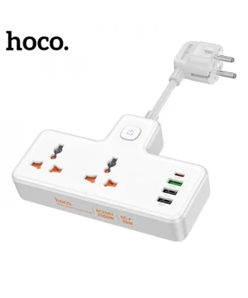 HOCO AC12A 2500W 2 Priz + 3 USB + 30W Type-C Multifonksiyonel Priz Çoğaltıcı Şarj Aleti-(5775)