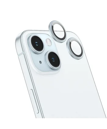 HOCO Crystal Clear iPhone 15-15 Plus HD 3D Metal Çerçeveli Kamera Koruyucu Lens-(5775)