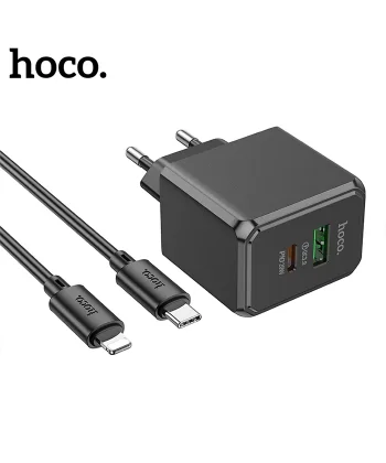 HOCO CS14A Ocean PD20W+QC3.0  Girişli Hızlı Şarj Başlığı Ve Type-C To iPhone Lightning Kablo-(5775)
