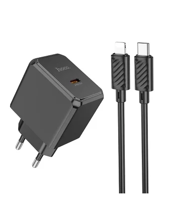 HOCO CS15A 30W Type-C Şarj Aleti + Type-C to iPhone Lightning Kablo Seti-(5775)