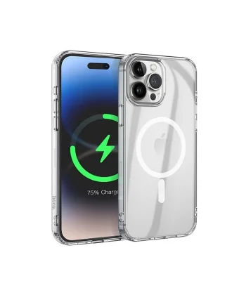 Hoco iPhone 15 Pro Max Anti-Fall Darbe Önleyici Airbag Manyetik Magsafe Silikon Kılıf-(5775)