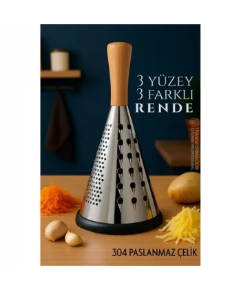 HSNET El Rendesi - Konik Tip Ergonomik 3 Taraflı Profesyonel 304 Paslanmaz Çelik