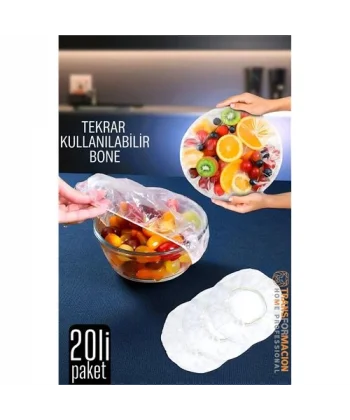 HSNET Esnek Kase Bonesi – 20 Adet 25 cm’e Kadar Uyumlu Tekrar Kullanılabilir Tabak Bone