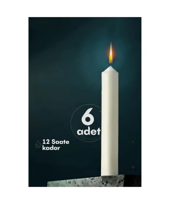 HSNET Klasik Mum 6 Adet - Kokusuz Mum