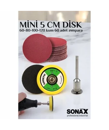 HSNET Pimli Mini Cırt Zımpara Taban Seti Gravür Ve Matkap Uyumlu 5 cm 60 Adet Zımparalı Set