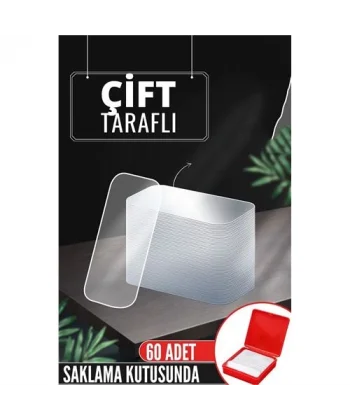 HSNET Pvc Nano Çift Taraflı Yapıştırıcı 60 ADET Sonsuz Alanda Kullanım
