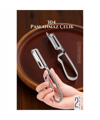 HSNET Soyacak Seti- Sebze Soyacağı Profesyonel Paslanmaz Çelik 2 li SET