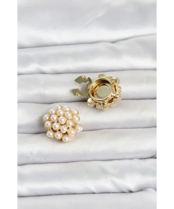 İncili Model Düğme veya Manşet Broşu
