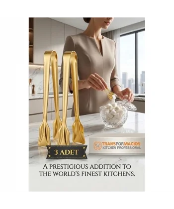 Inês Gold 3lü Paslanmaz Çelik Mini Şeker Maşası Seti 12cm 722952