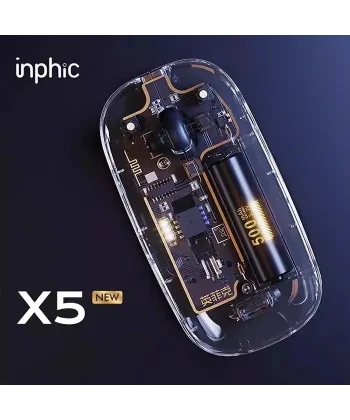 İNPHİC X5 Kablosuz Fare Şarj Edilebilir Sessiz Kullanım 2.4G Transparan USB Mouse-(5775)