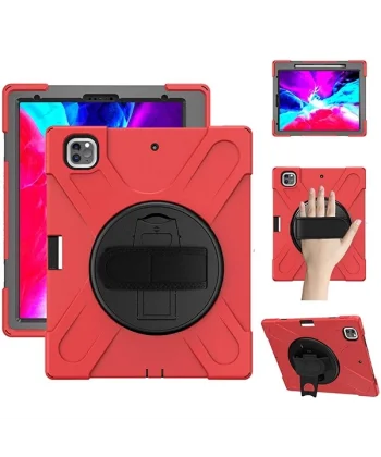 İPad Pro 12.9-inch (2021)-(2020) Kılıf Kalem Yerli 3 Katmanlı Standlı Zırh Kılıf-Shockproof-(5775)