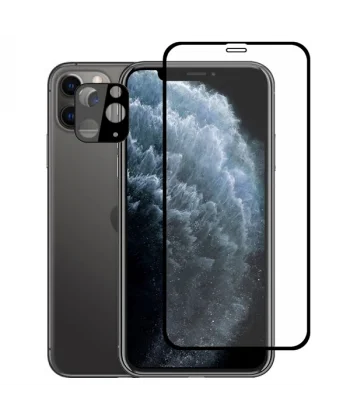 İPhone 11 Pro Max 2İN1 Full Glue Tempered Cam Ekran Koruyucu +Kamera Lens Set-(5775)