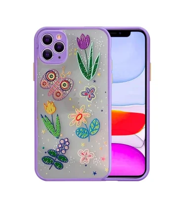 iPhone 11 Pro Max 6.5inç Kamera Korumalı Çiçek Desenli Silikon Kılıf-(5775)