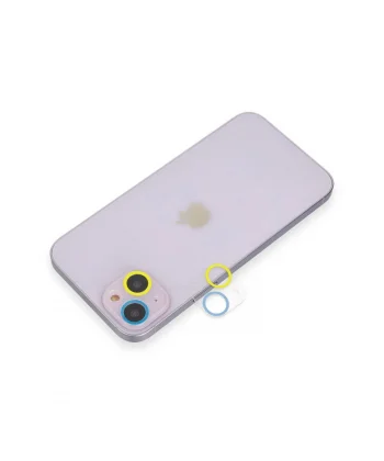iPhone 13 Renkli Kamera Lens Koruma Cam - Sarı-Mavi-(5796)