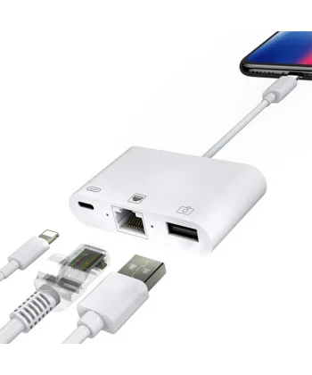 İPhone/İPad 3İN1 Ethernet RJ45 Ve Usb Kamera Adaptörü NK107-(5775)