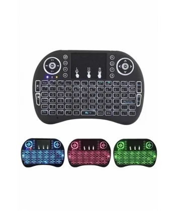 Işıklı Kablosuz Mini Klavye ve Dokunmatik Mouse Seti Türkçe Kablosuz