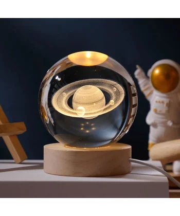 Işıklı Satürn Gezegen Cam Küresi Usb&039li