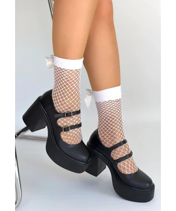 Jarlo Siyah Cilt Dolgu Topuk Ayakkabı