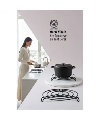 Juliette Serisi Siyah Metal Nihale - 20 cm Isıya Dayanıklı Lüks Tencere Altlığı